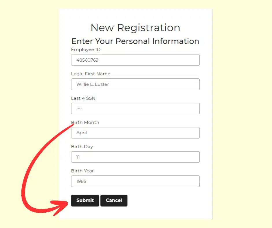 Enter your personal information on the DGME Portal