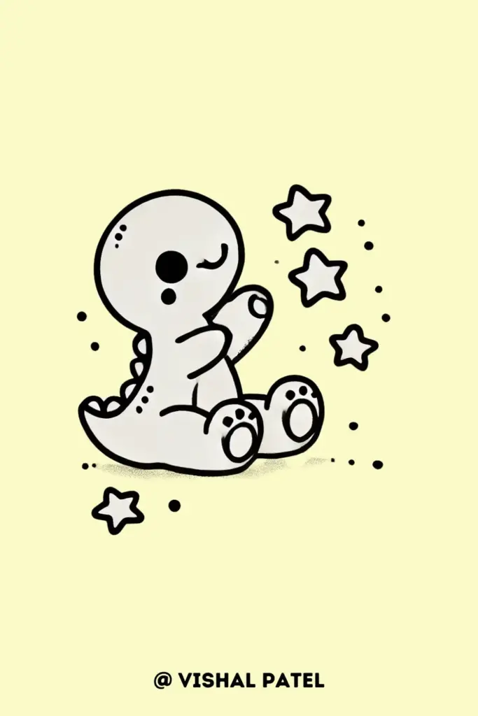 Baby Dinosaur Playing with Stars