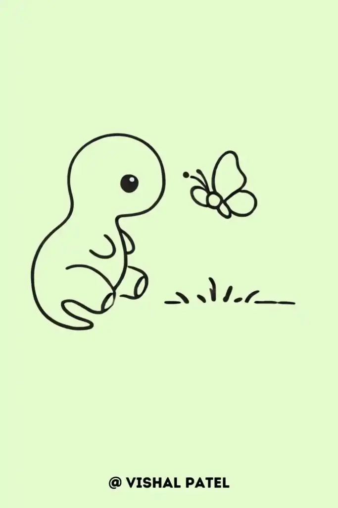 Easy cute dinosaur drawing