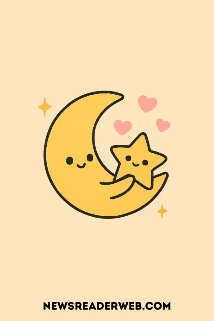 Adorable Moon Hugging a Star