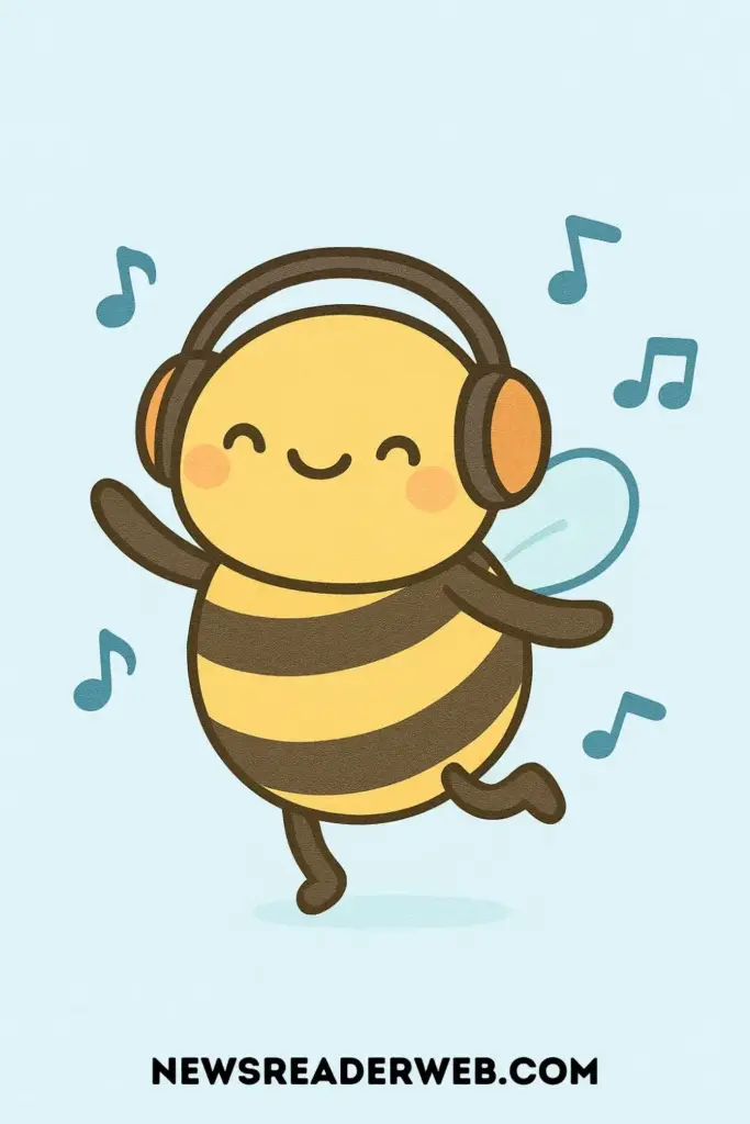 dancing bee wearing headphones