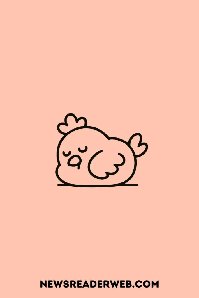 Cute Drawing Sleeping Chicken
