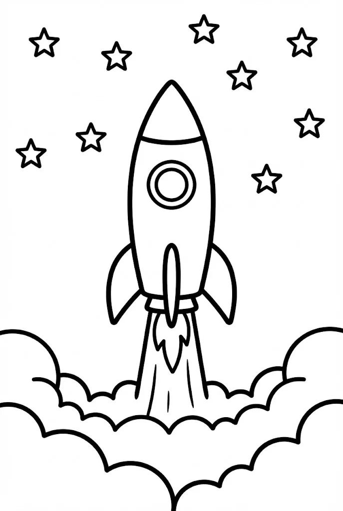 Rocket Launch Scene Coloring Page