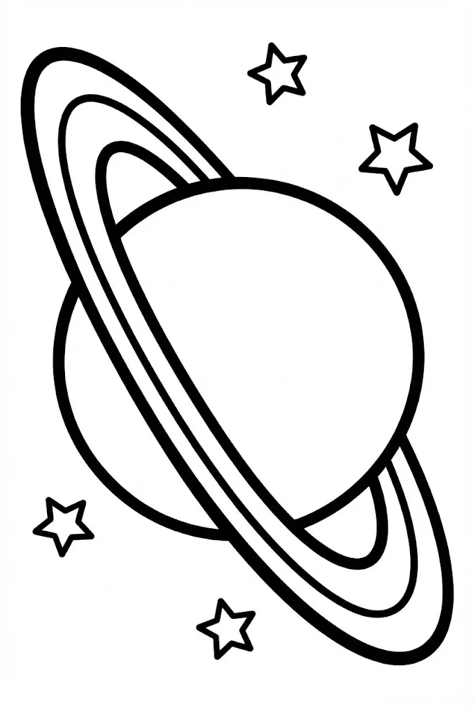 Saturn Planet with Rings coloring page