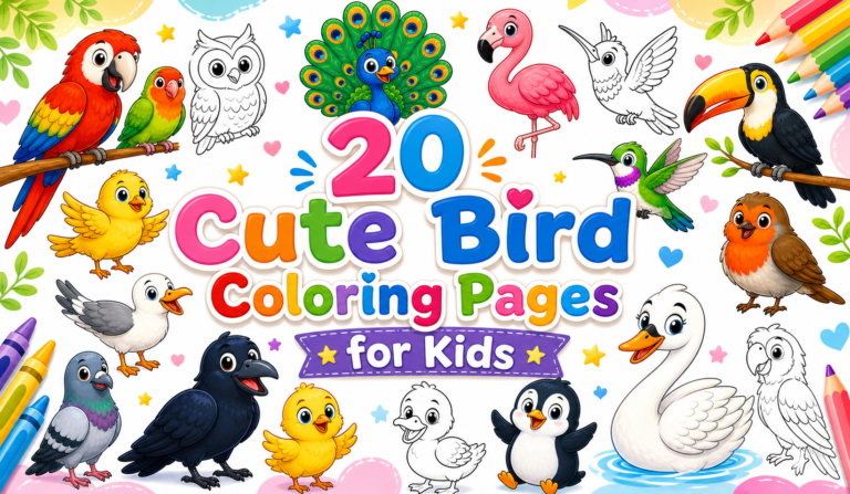 Cute Bird Coloring Pages for Kids